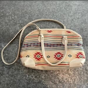 Vintage Southwestern Native American Crossbody Bag Purse White Cream Aztec Boho